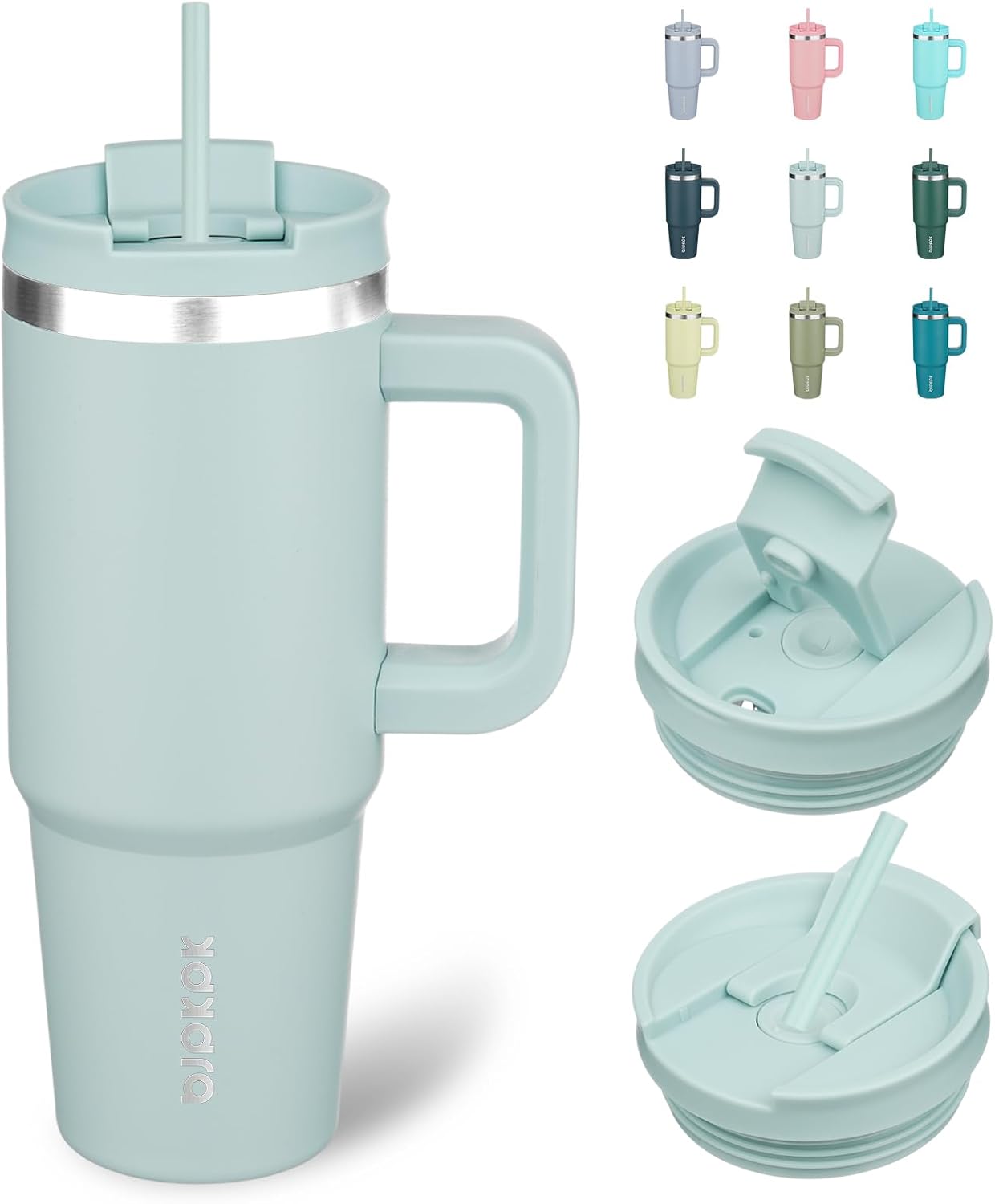 30 oz Insulated Tumbler with Handle & Straw, Stainless Steel | Double Wall Vacuum Insulation, Leak Proof, BPA Free, Dishwasher Safe, Cupholder Friendly, Travel & Outdoor, Bubble Gum