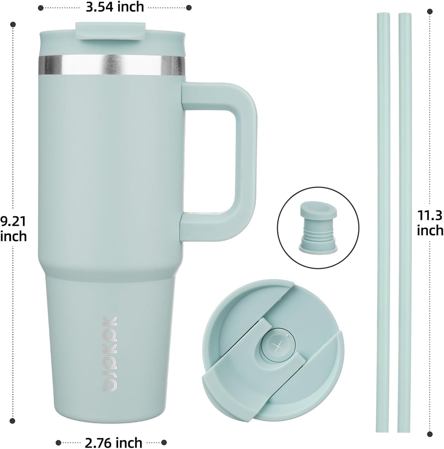 30 oz Insulated Tumbler with Handle & Straw, Stainless Steel | Double Wall Vacuum Insulation, Leak Proof, BPA Free, Dishwasher Safe, Cupholder Friendly, Travel & Outdoor, Bubble Gum