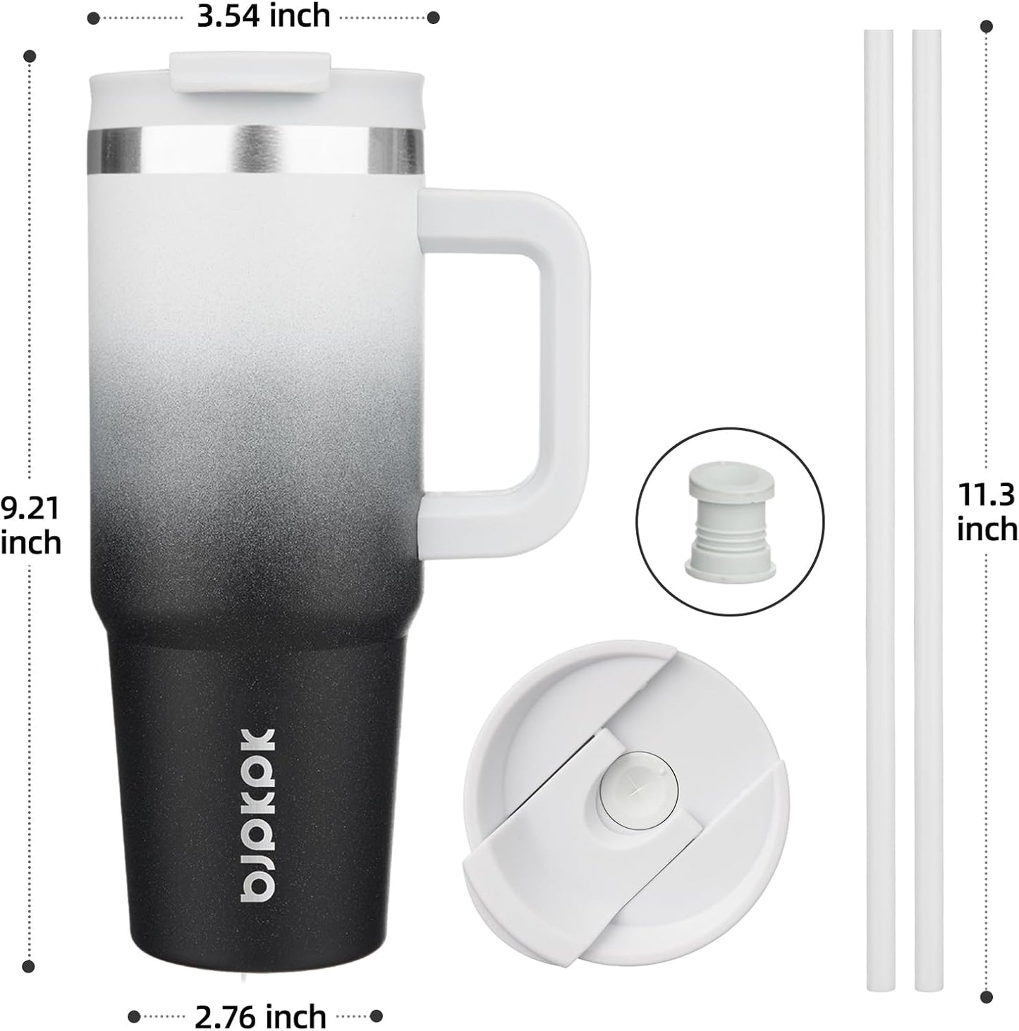 30 oz Insulated Tumbler with Handle & Straw, Stainless Steel | Double Wall Vacuum Insulation, Leak Proof, BPA Free, Dishwasher Safe, Cupholder Friendly, Travel & Outdoor, Bubble Gum