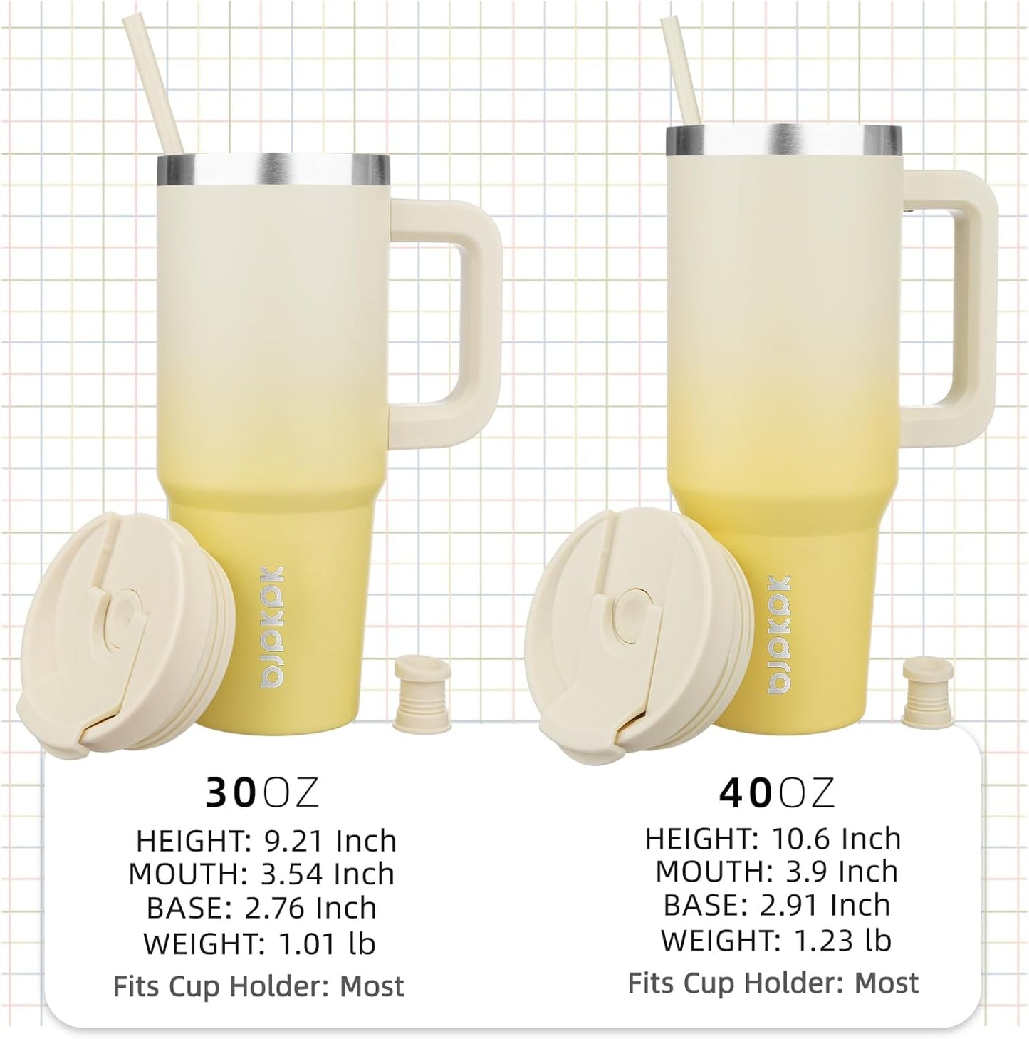 30 oz Insulated Tumbler with Handle & Straw, Stainless Steel | Double Wall Vacuum Insulation, Leak Proof, BPA Free, Dishwasher Safe, Cupholder Friendly, Travel & Outdoor, Bubble Gum