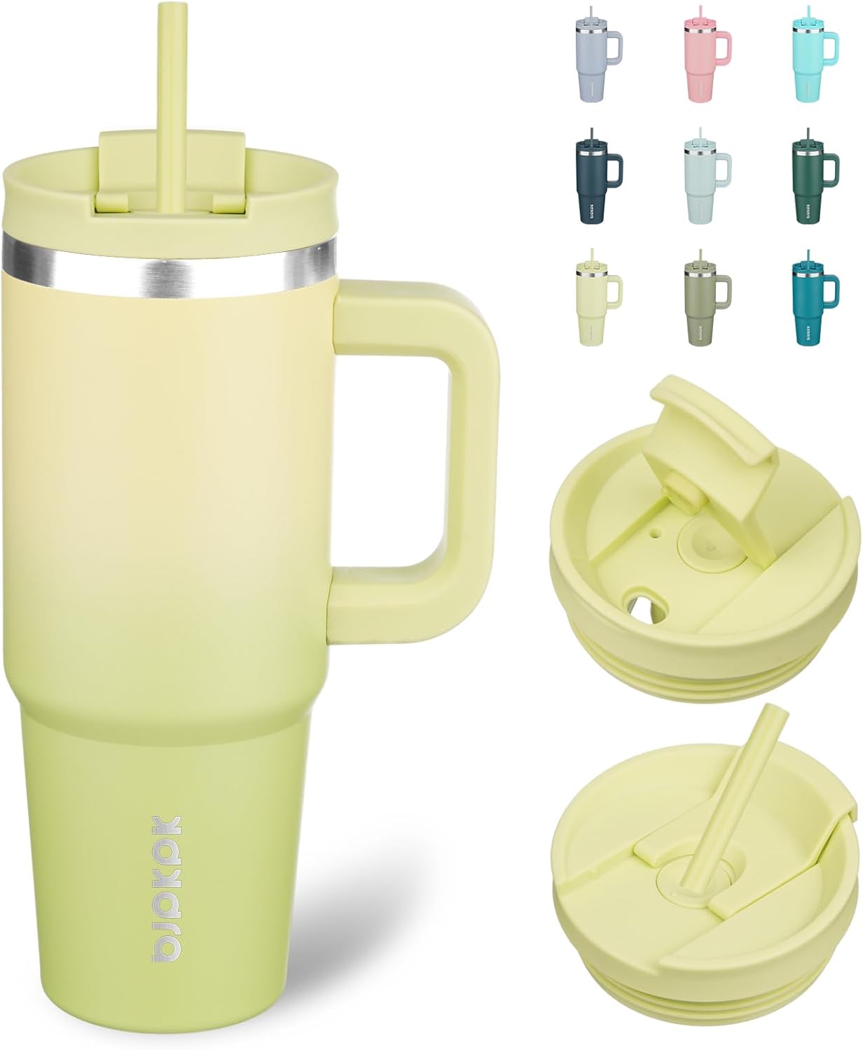 30 oz Insulated Tumbler with Handle & Straw, Stainless Steel | Double Wall Vacuum Insulation, Leak Proof, BPA Free, Dishwasher Safe, Cupholder Friendly, Travel & Outdoor, Bubble Gum