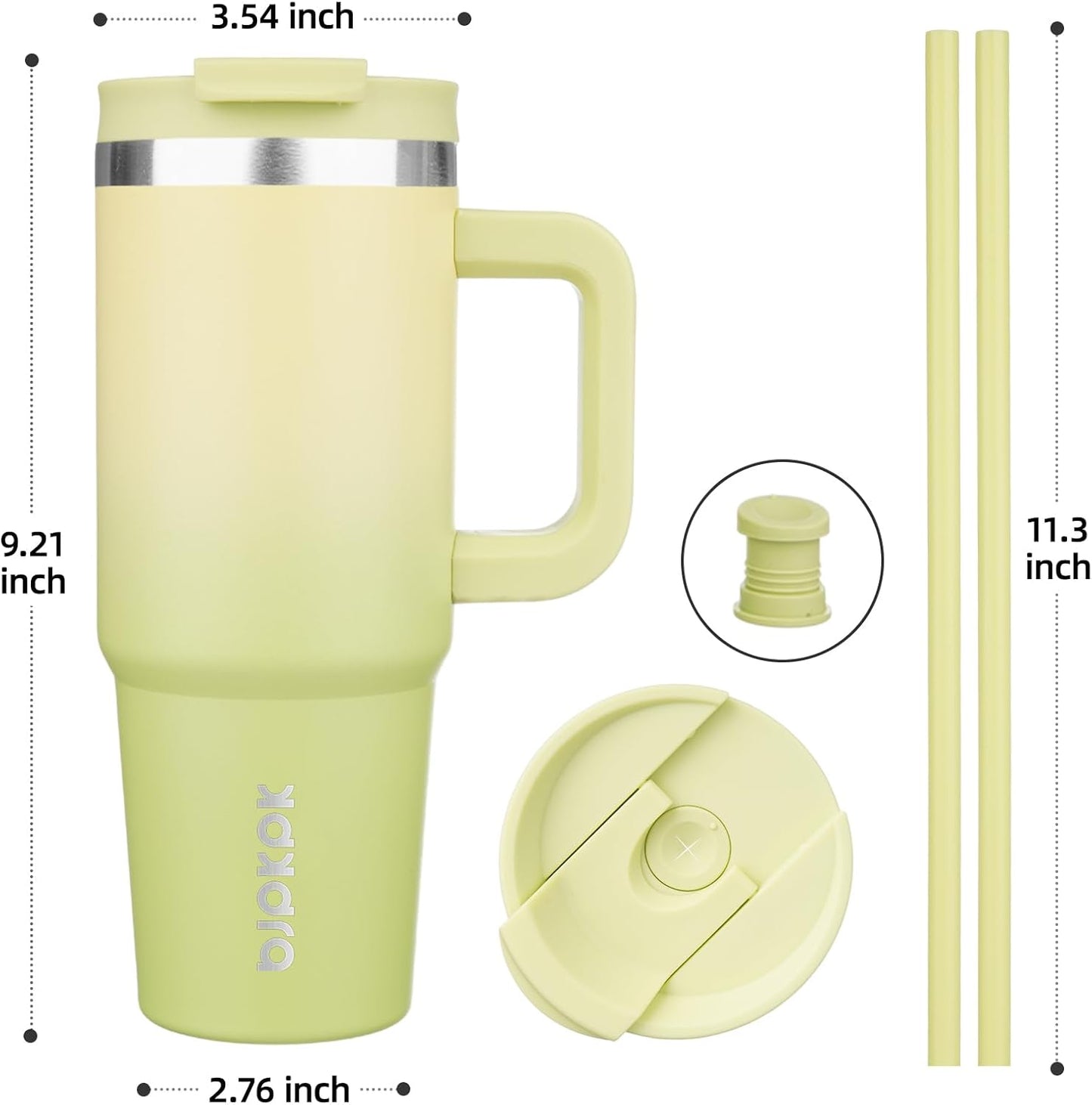 30 oz Insulated Tumbler with Handle & Straw, Stainless Steel | Double Wall Vacuum Insulation, Leak Proof, BPA Free, Dishwasher Safe, Cupholder Friendly, Travel & Outdoor, Bubble Gum