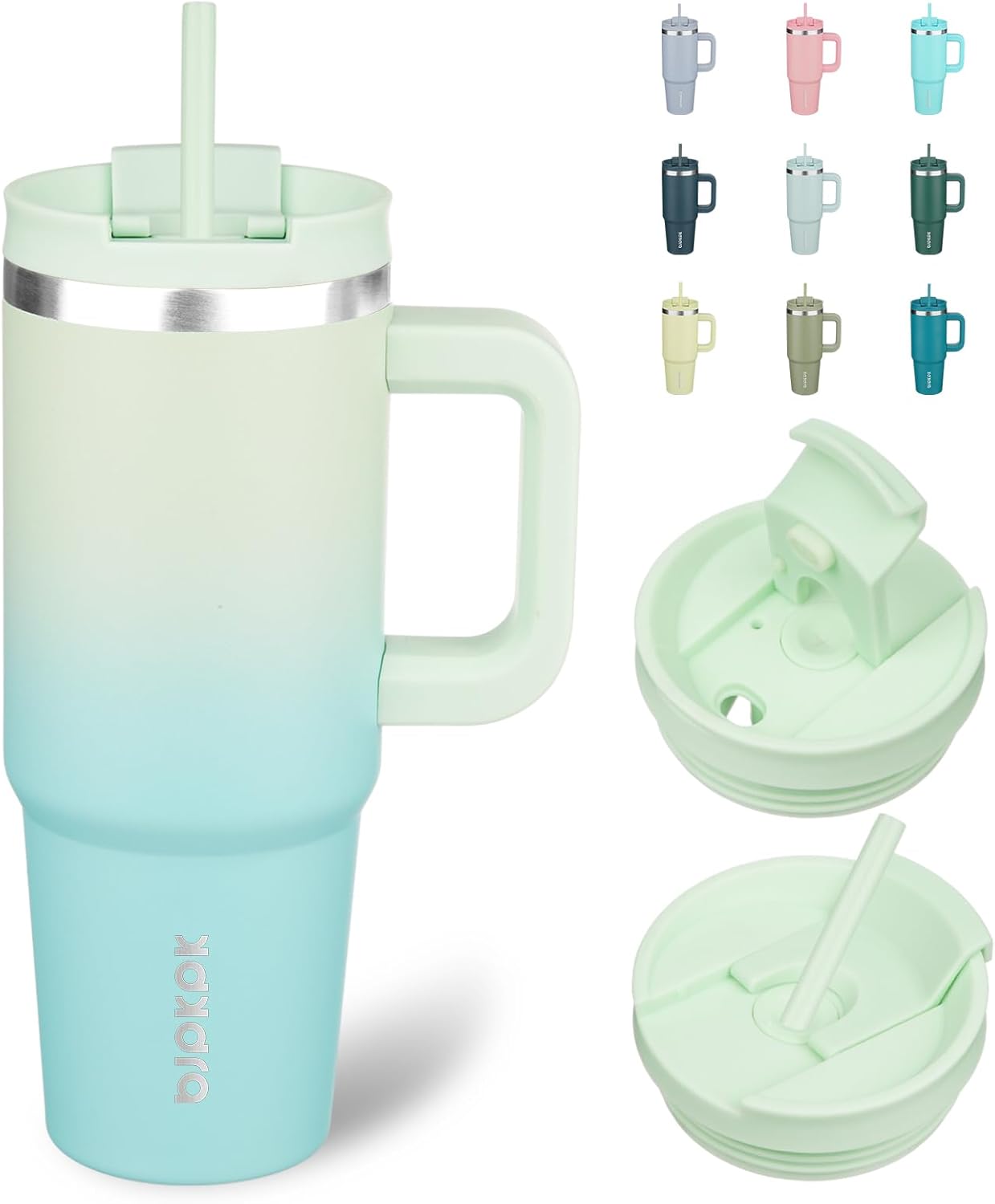 30 oz Insulated Tumbler with Handle & Straw, Stainless Steel | Double Wall Vacuum Insulation, Leak Proof, BPA Free, Dishwasher Safe, Cupholder Friendly, Travel & Outdoor, Bubble Gum
