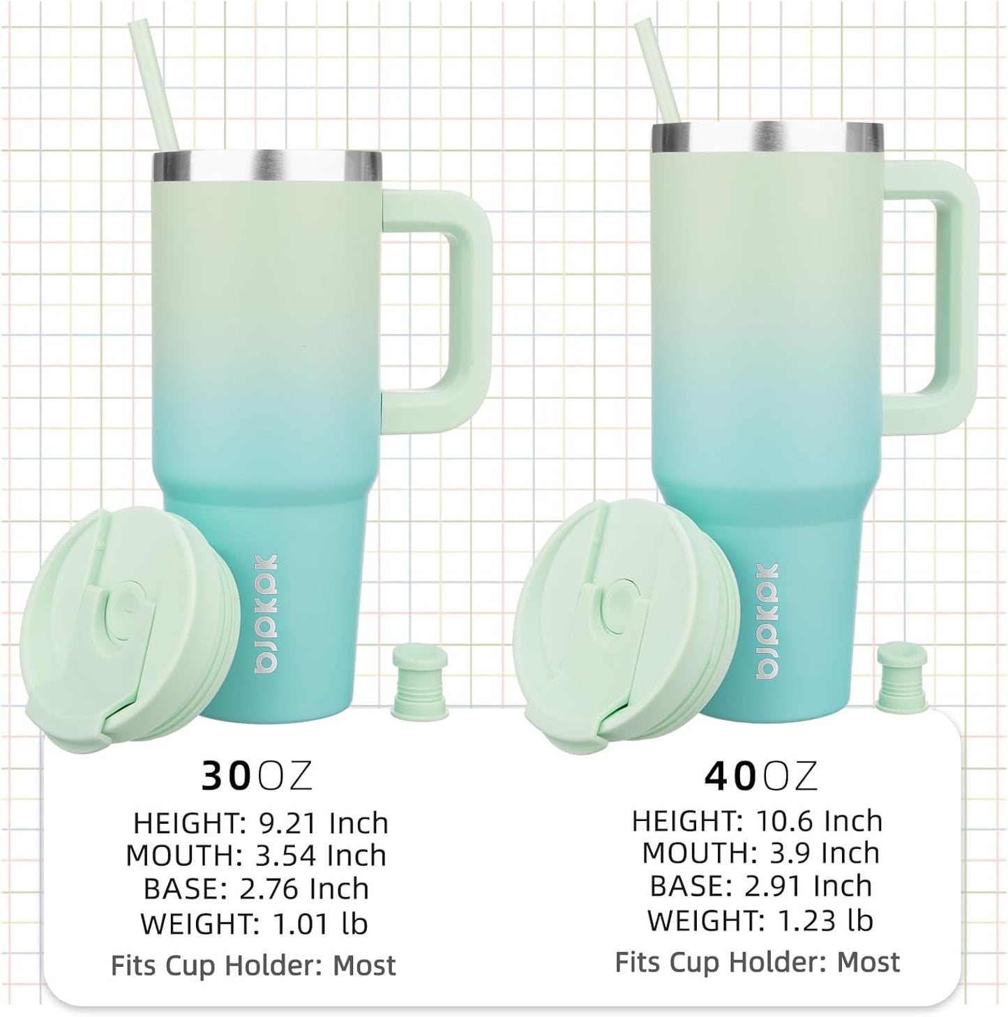 30 oz Insulated Tumbler with Handle & Straw, Stainless Steel | Double Wall Vacuum Insulation, Leak Proof, BPA Free, Dishwasher Safe, Cupholder Friendly, Travel & Outdoor, Bubble Gum