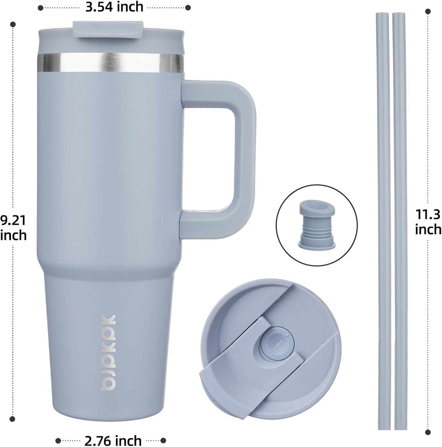 30 oz Insulated Tumbler with Handle & Straw, Stainless Steel | Double Wall Vacuum Insulation, Leak Proof, BPA Free, Dishwasher Safe, Cupholder Friendly, Travel & Outdoor, Bubble Gum