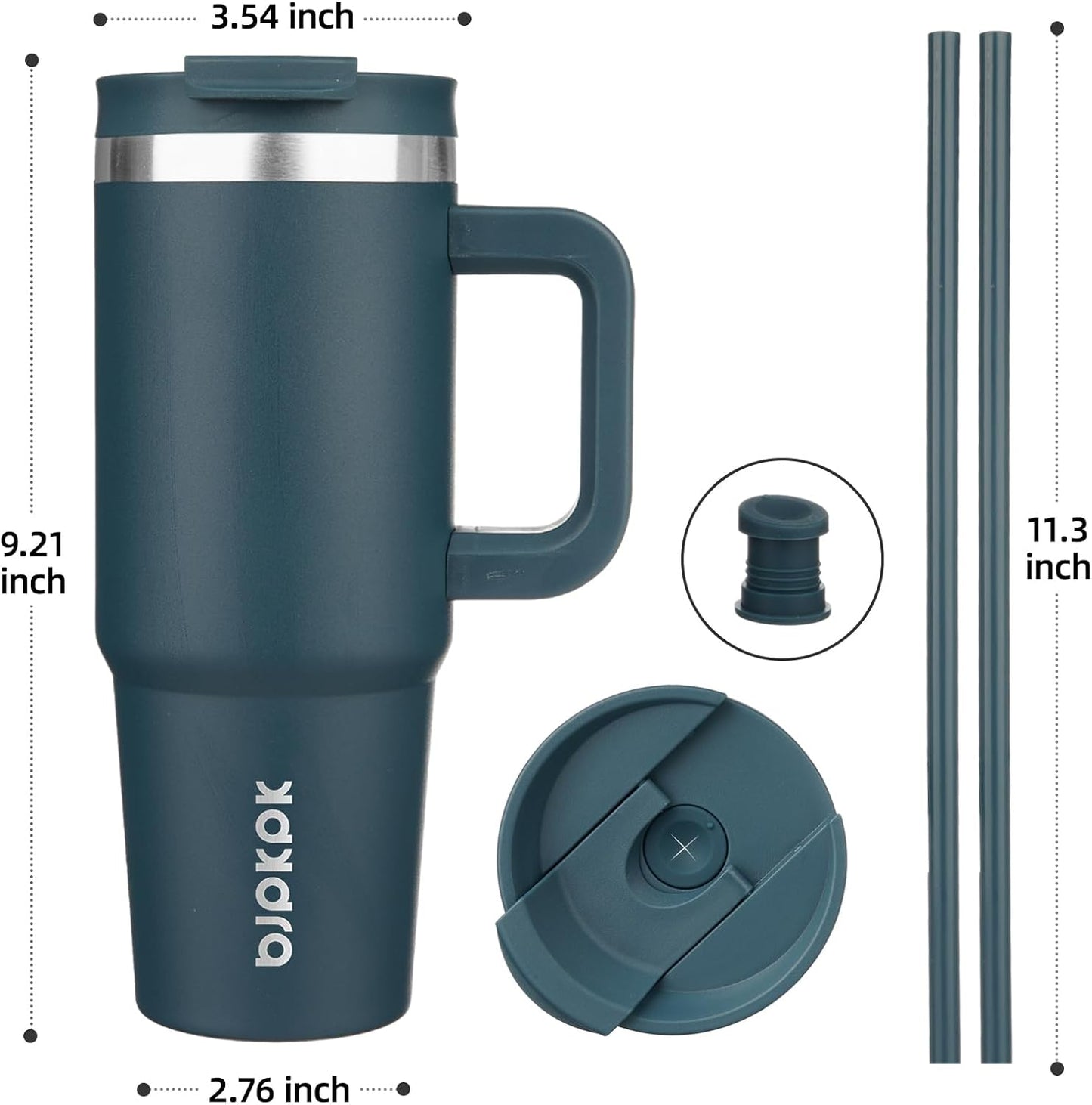 30 oz Insulated Tumbler with Handle & Straw, Stainless Steel | Double Wall Vacuum Insulation, Leak Proof, BPA Free, Dishwasher Safe, Cupholder Friendly, Travel & Outdoor, Bubble Gum