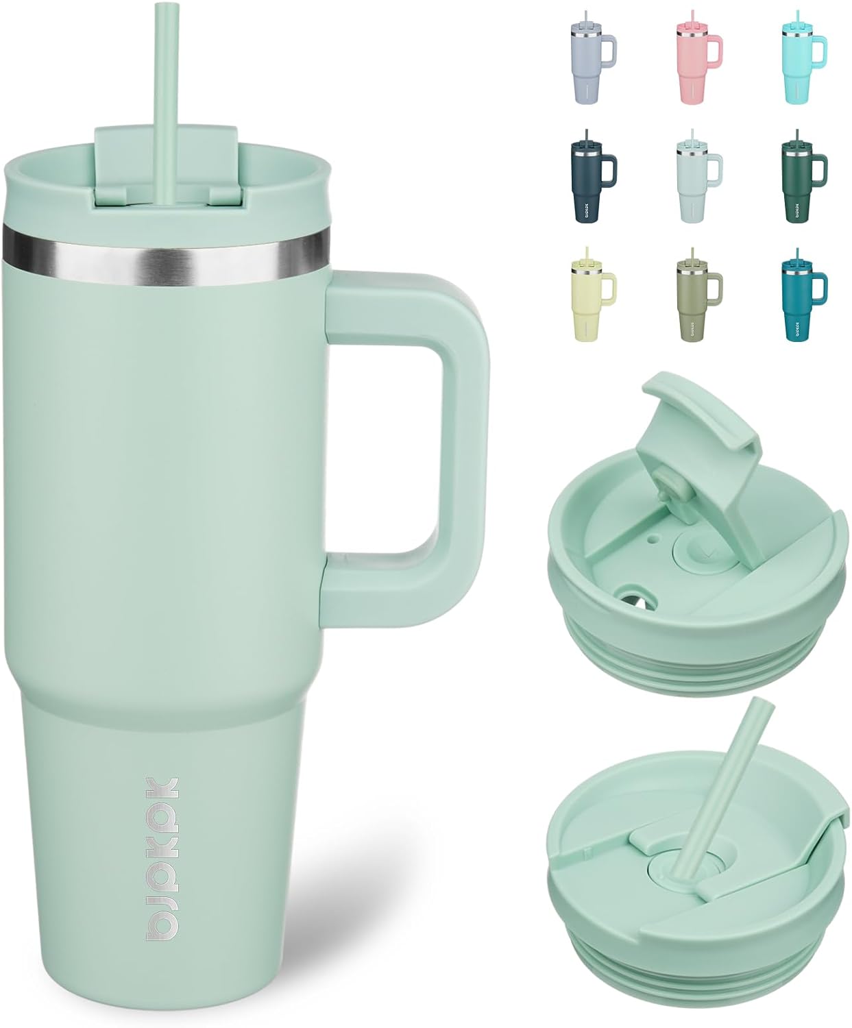 30 oz Insulated Tumbler with Handle & Straw, Stainless Steel | Double Wall Vacuum Insulation, Leak Proof, BPA Free, Dishwasher Safe, Cupholder Friendly, Travel & Outdoor, Bubble Gum
