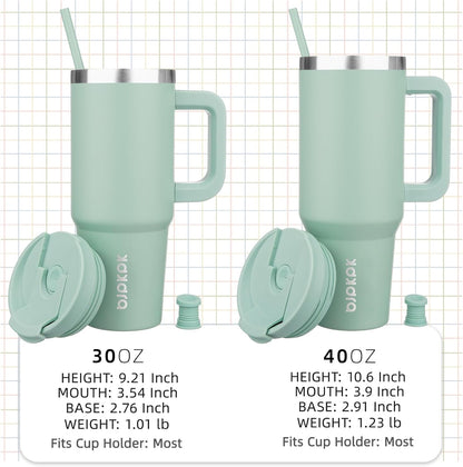 30 oz Insulated Tumbler with Handle & Straw, Stainless Steel | Double Wall Vacuum Insulation, Leak Proof, BPA Free, Dishwasher Safe, Cupholder Friendly, Travel & Outdoor, Bubble Gum