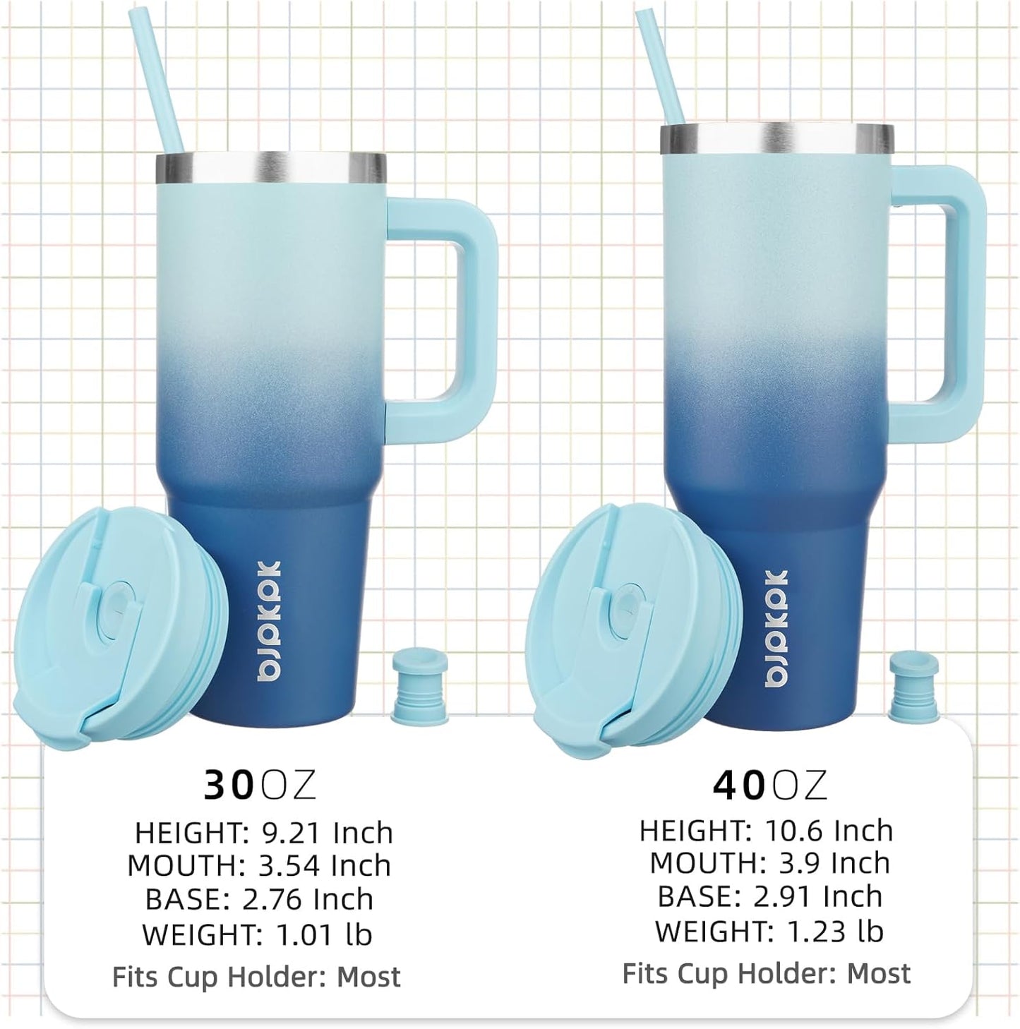 30 oz Insulated Tumbler with Handle & Straw, Stainless Steel | Double Wall Vacuum Insulation, Leak Proof, BPA Free, Dishwasher Safe, Cupholder Friendly, Travel & Outdoor, Bubble Gum