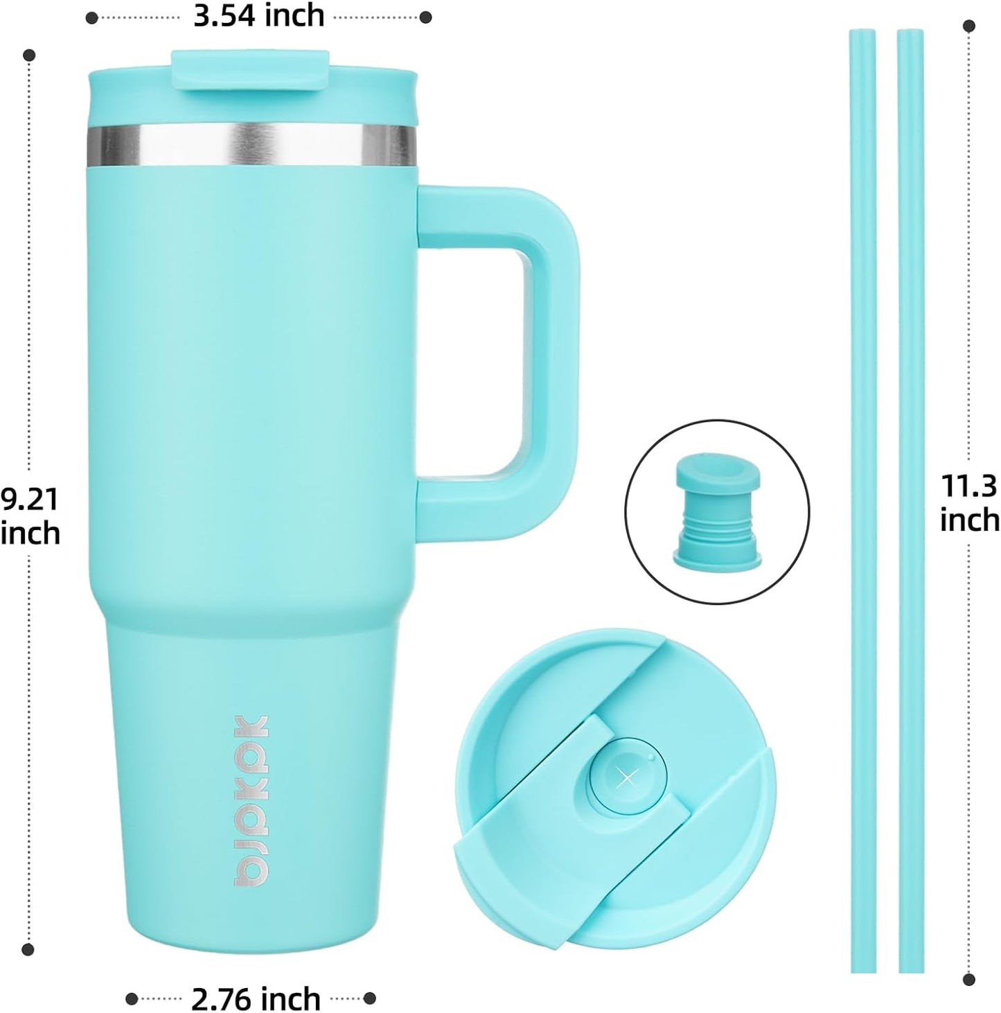 30 oz Insulated Tumbler with Handle & Straw, Stainless Steel | Double Wall Vacuum Insulation, Leak Proof, BPA Free, Dishwasher Safe, Cupholder Friendly, Travel & Outdoor, Bubble Gum