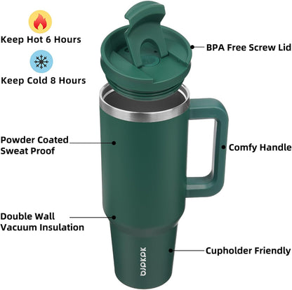 30 oz Insulated Tumbler with Handle & Straw, Stainless Steel | Double Wall Vacuum Insulation, Leak Proof, BPA Free, Dishwasher Safe, Cupholder Friendly, Travel & Outdoor, Bubble Gum