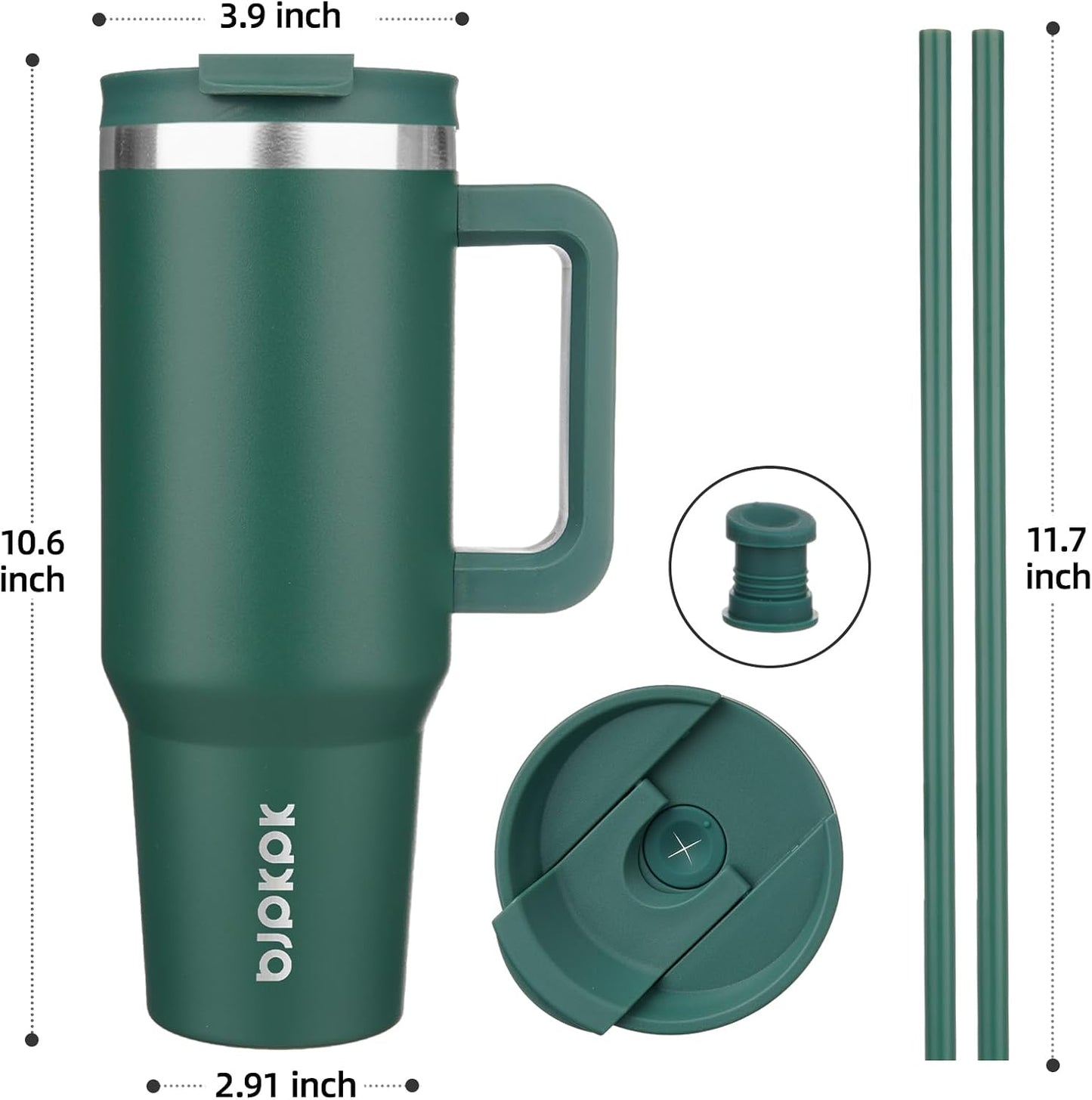 30 oz Insulated Tumbler with Handle & Straw, Stainless Steel | Double Wall Vacuum Insulation, Leak Proof, BPA Free, Dishwasher Safe, Cupholder Friendly, Travel & Outdoor, Bubble Gum