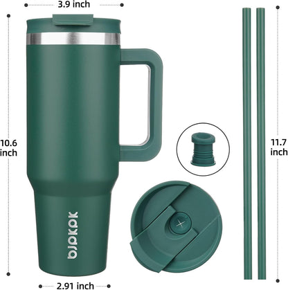30 oz Insulated Tumbler with Handle & Straw, Stainless Steel | Double Wall Vacuum Insulation, Leak Proof, BPA Free, Dishwasher Safe, Cupholder Friendly, Travel & Outdoor, Bubble Gum