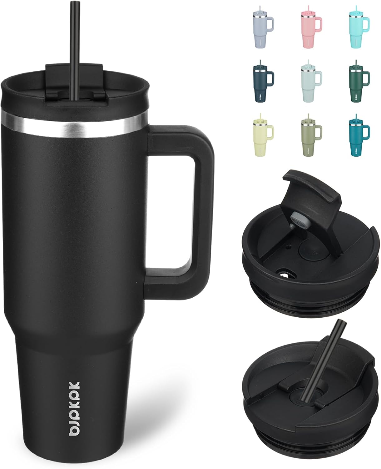 30 oz Insulated Tumbler with Handle & Straw, Stainless Steel | Double Wall Vacuum Insulation, Leak Proof, BPA Free, Dishwasher Safe, Cupholder Friendly, Travel & Outdoor, Bubble Gum