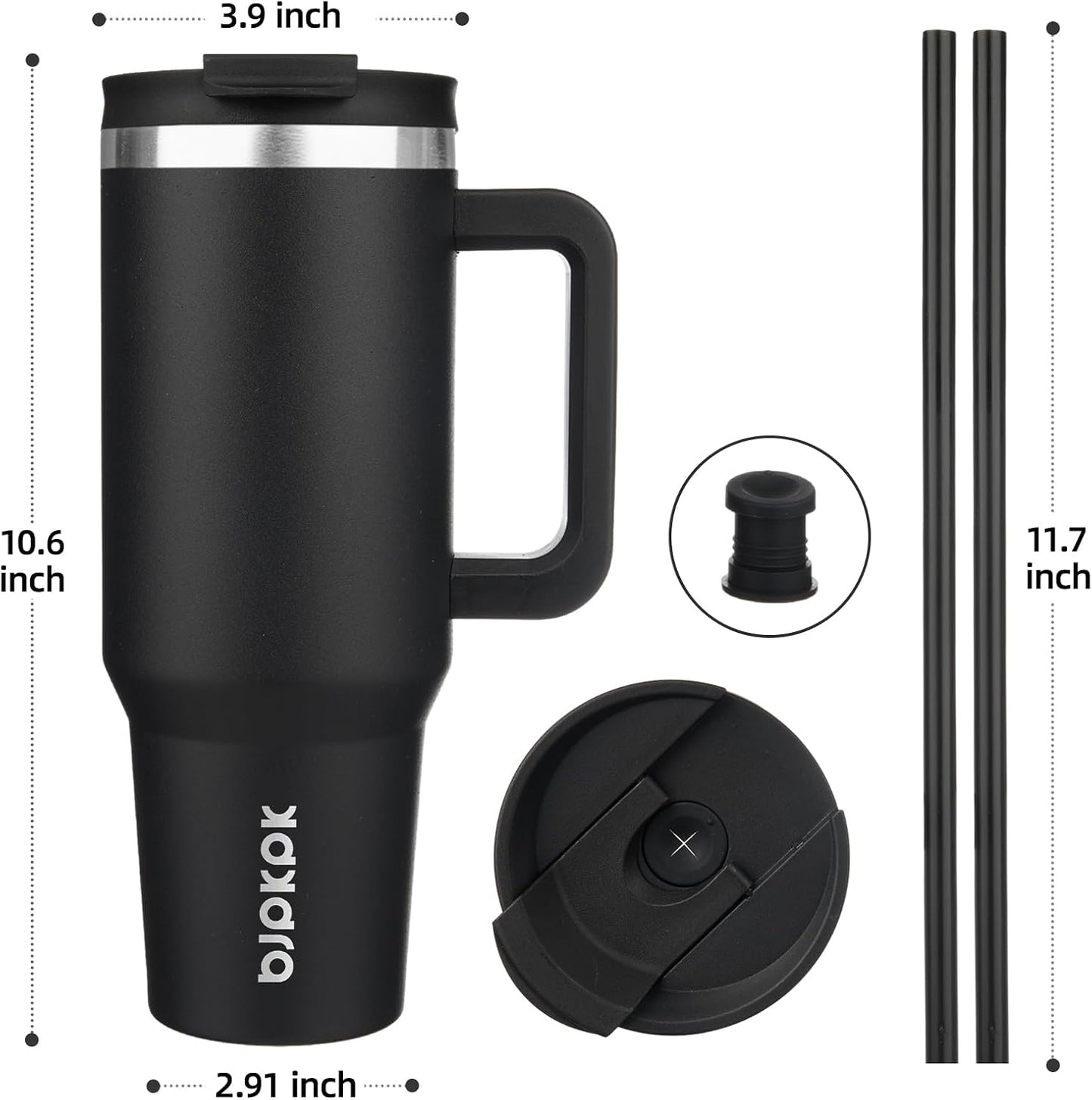 30 oz Insulated Tumbler with Handle & Straw, Stainless Steel | Double Wall Vacuum Insulation, Leak Proof, BPA Free, Dishwasher Safe, Cupholder Friendly, Travel & Outdoor, Bubble Gum