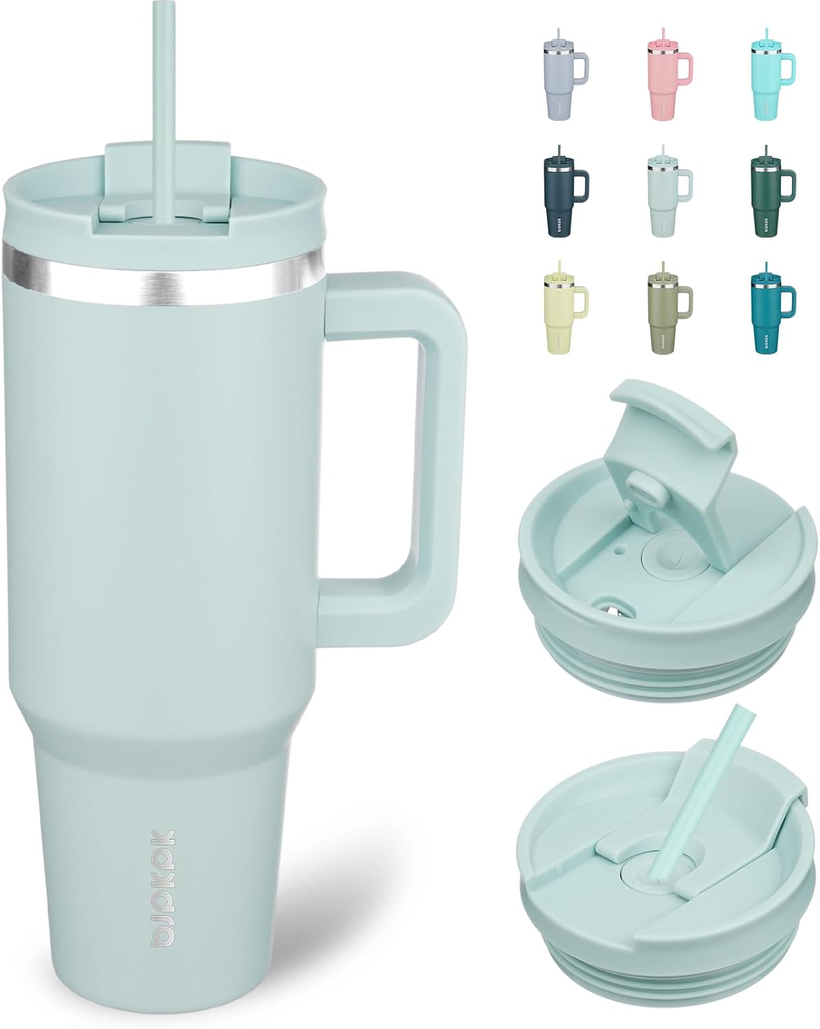 30 oz Insulated Tumbler with Handle & Straw, Stainless Steel | Double Wall Vacuum Insulation, Leak Proof, BPA Free, Dishwasher Safe, Cupholder Friendly, Travel & Outdoor, Bubble Gum