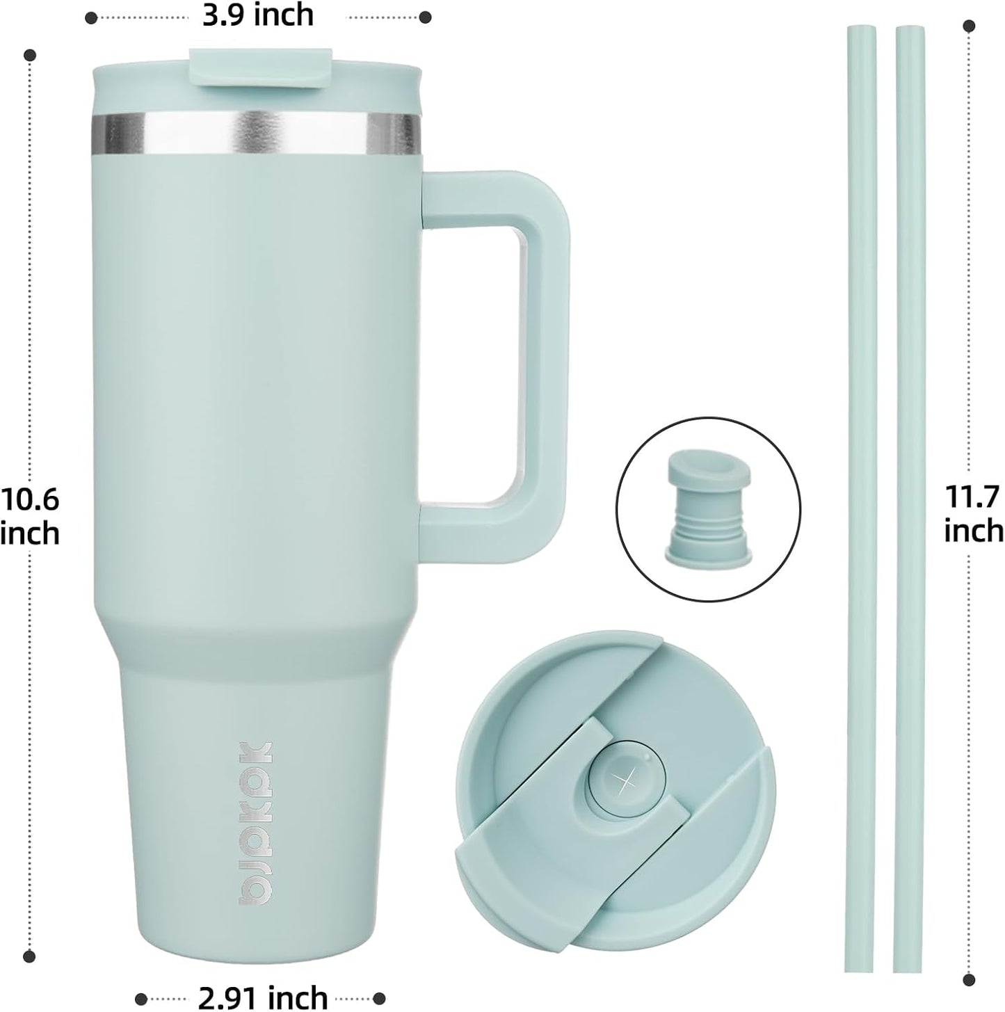 30 oz Insulated Tumbler with Handle & Straw, Stainless Steel | Double Wall Vacuum Insulation, Leak Proof, BPA Free, Dishwasher Safe, Cupholder Friendly, Travel & Outdoor, Bubble Gum