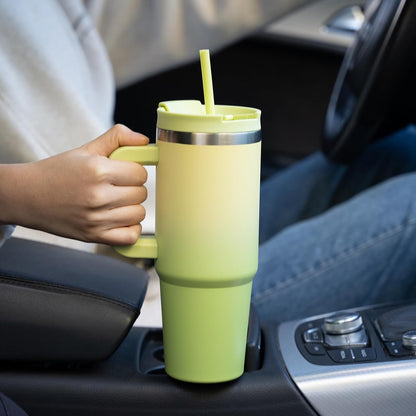 30 oz Insulated Tumbler with Handle & Straw, Stainless Steel | Double Wall Vacuum Insulation, Leak Proof, BPA Free, Dishwasher Safe, Cupholder Friendly, Travel & Outdoor, Bubble Gum