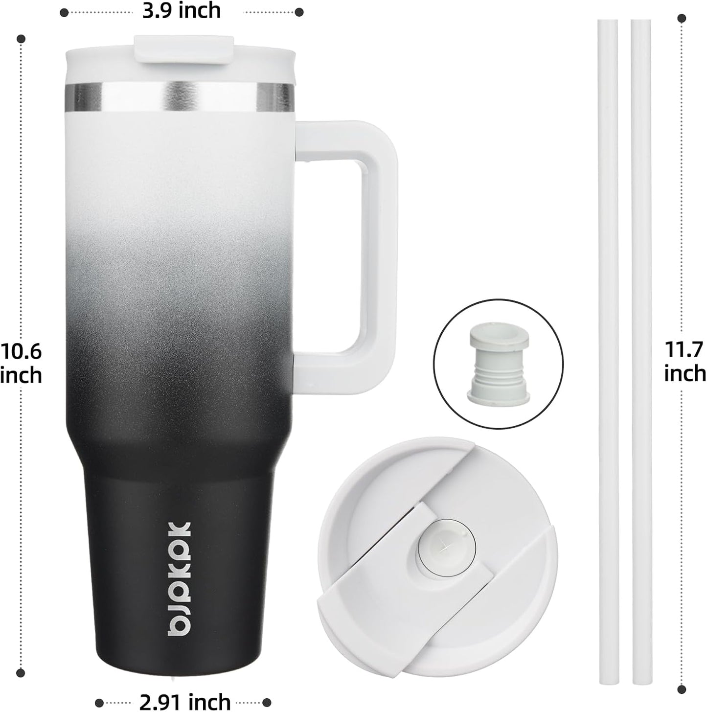 30 oz Insulated Tumbler with Handle & Straw, Stainless Steel | Double Wall Vacuum Insulation, Leak Proof, BPA Free, Dishwasher Safe, Cupholder Friendly, Travel & Outdoor, Bubble Gum