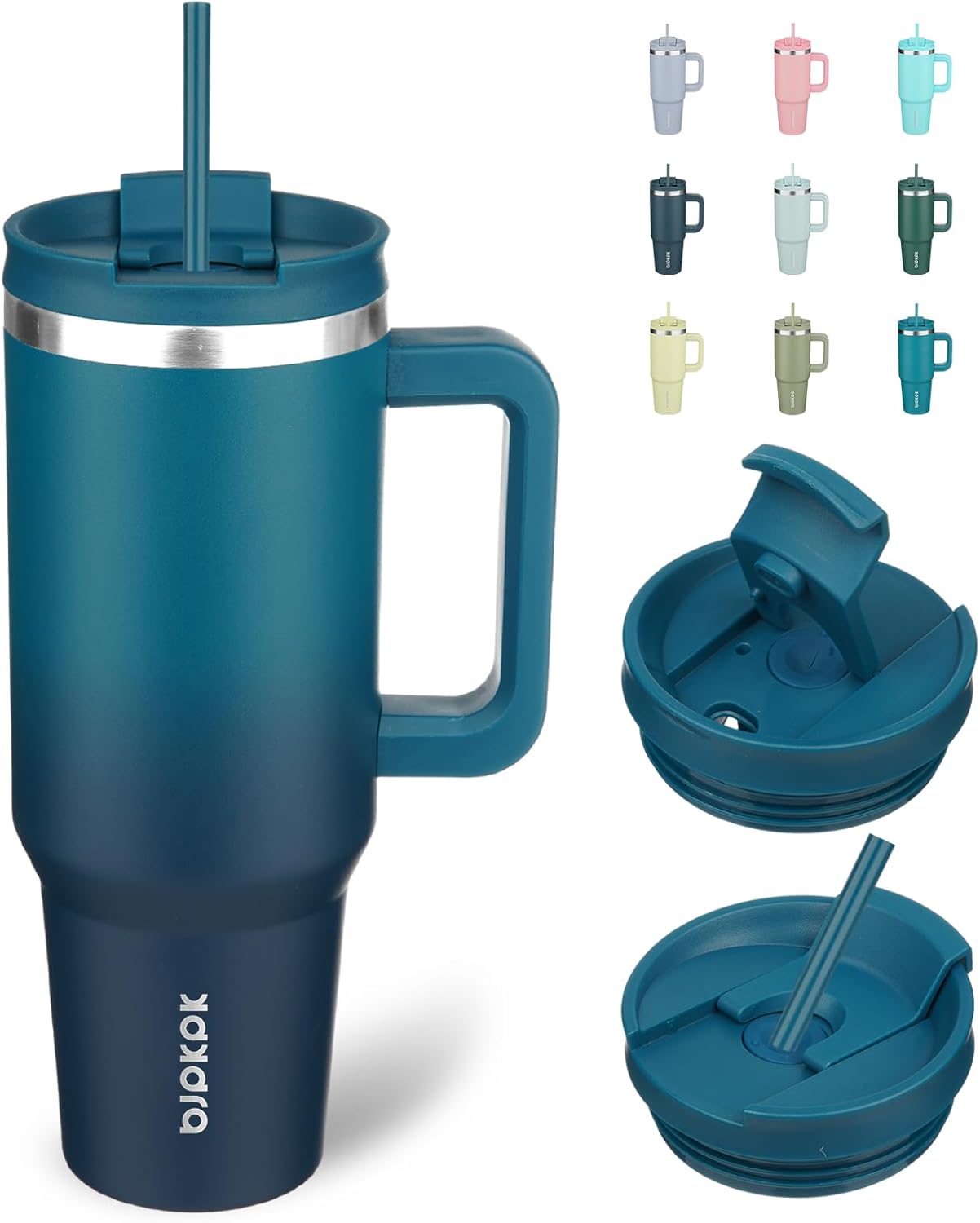 30 oz Insulated Tumbler with Handle & Straw, Stainless Steel | Double Wall Vacuum Insulation, Leak Proof, BPA Free, Dishwasher Safe, Cupholder Friendly, Travel & Outdoor, Bubble Gum