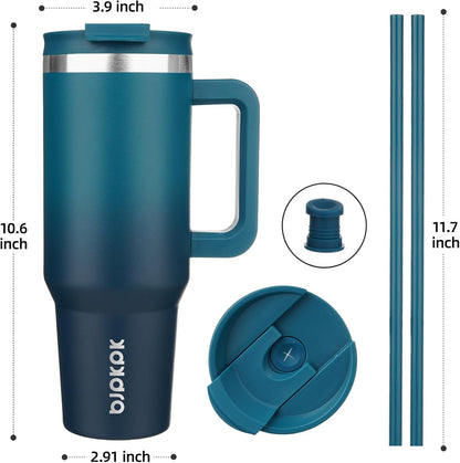30 oz Insulated Tumbler with Handle & Straw, Stainless Steel | Double Wall Vacuum Insulation, Leak Proof, BPA Free, Dishwasher Safe, Cupholder Friendly, Travel & Outdoor, Bubble Gum