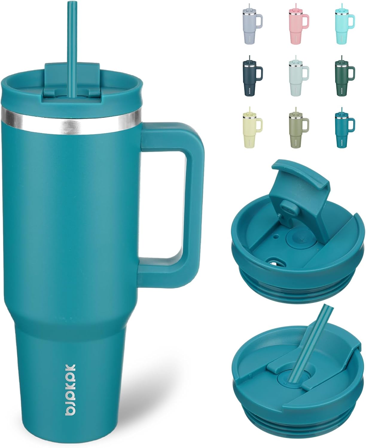 30 oz Insulated Tumbler with Handle & Straw, Stainless Steel | Double Wall Vacuum Insulation, Leak Proof, BPA Free, Dishwasher Safe, Cupholder Friendly, Travel & Outdoor, Bubble Gum