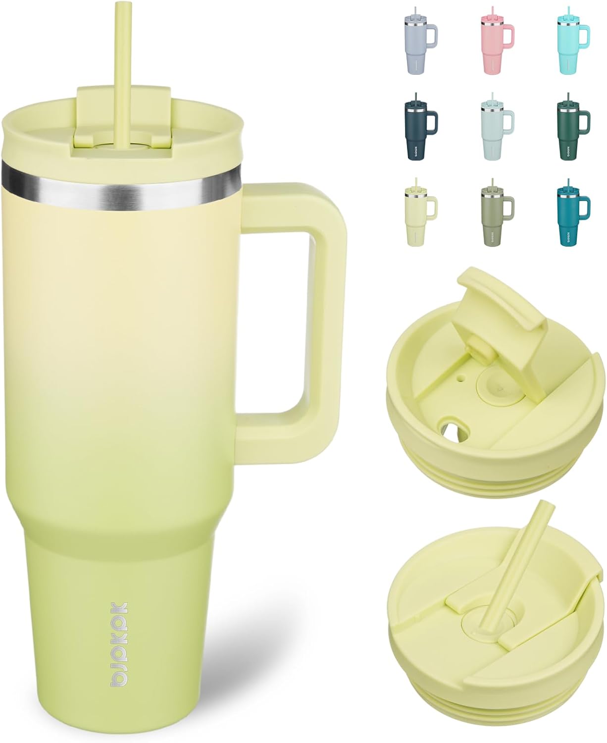 30 oz Insulated Tumbler with Handle & Straw, Stainless Steel | Double Wall Vacuum Insulation, Leak Proof, BPA Free, Dishwasher Safe, Cupholder Friendly, Travel & Outdoor, Bubble Gum
