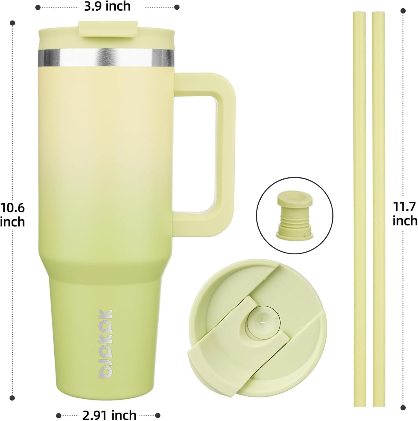 30 oz Insulated Tumbler with Handle & Straw, Stainless Steel | Double Wall Vacuum Insulation, Leak Proof, BPA Free, Dishwasher Safe, Cupholder Friendly, Travel & Outdoor, Bubble Gum