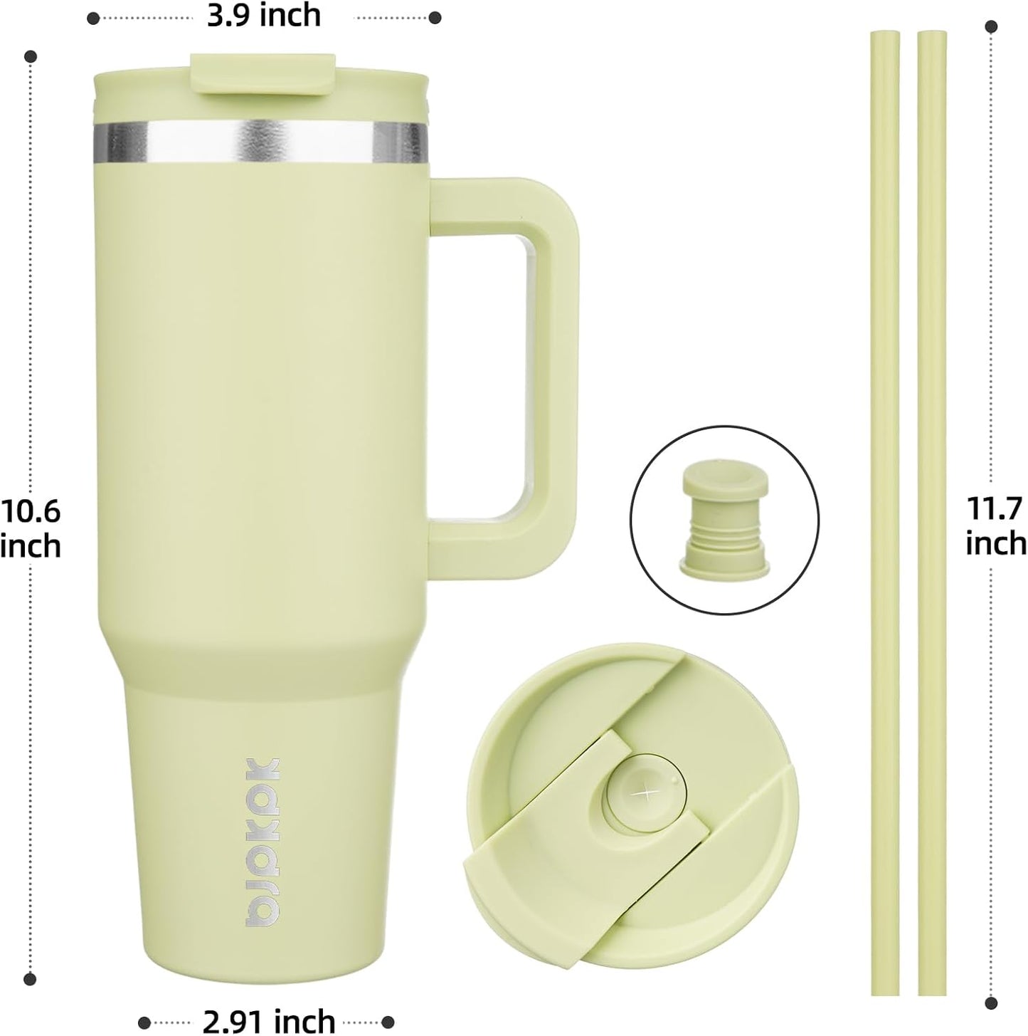 30 oz Insulated Tumbler with Handle & Straw, Stainless Steel | Double Wall Vacuum Insulation, Leak Proof, BPA Free, Dishwasher Safe, Cupholder Friendly, Travel & Outdoor, Bubble Gum
