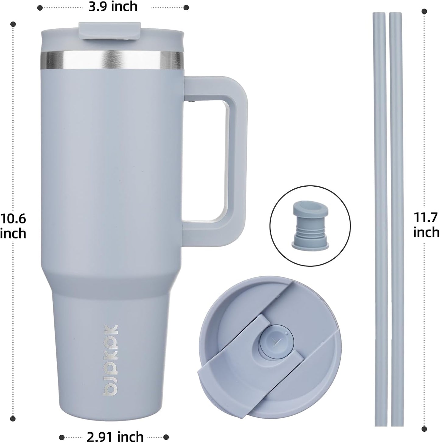 30 oz Insulated Tumbler with Handle & Straw, Stainless Steel | Double Wall Vacuum Insulation, Leak Proof, BPA Free, Dishwasher Safe, Cupholder Friendly, Travel & Outdoor, Bubble Gum