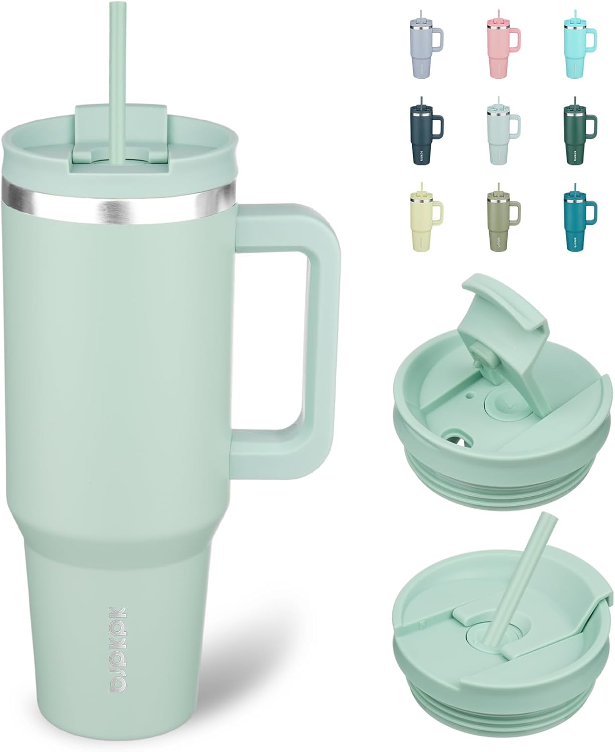 30 oz Insulated Tumbler with Handle & Straw, Stainless Steel | Double Wall Vacuum Insulation, Leak Proof, BPA Free, Dishwasher Safe, Cupholder Friendly, Travel & Outdoor, Bubble Gum