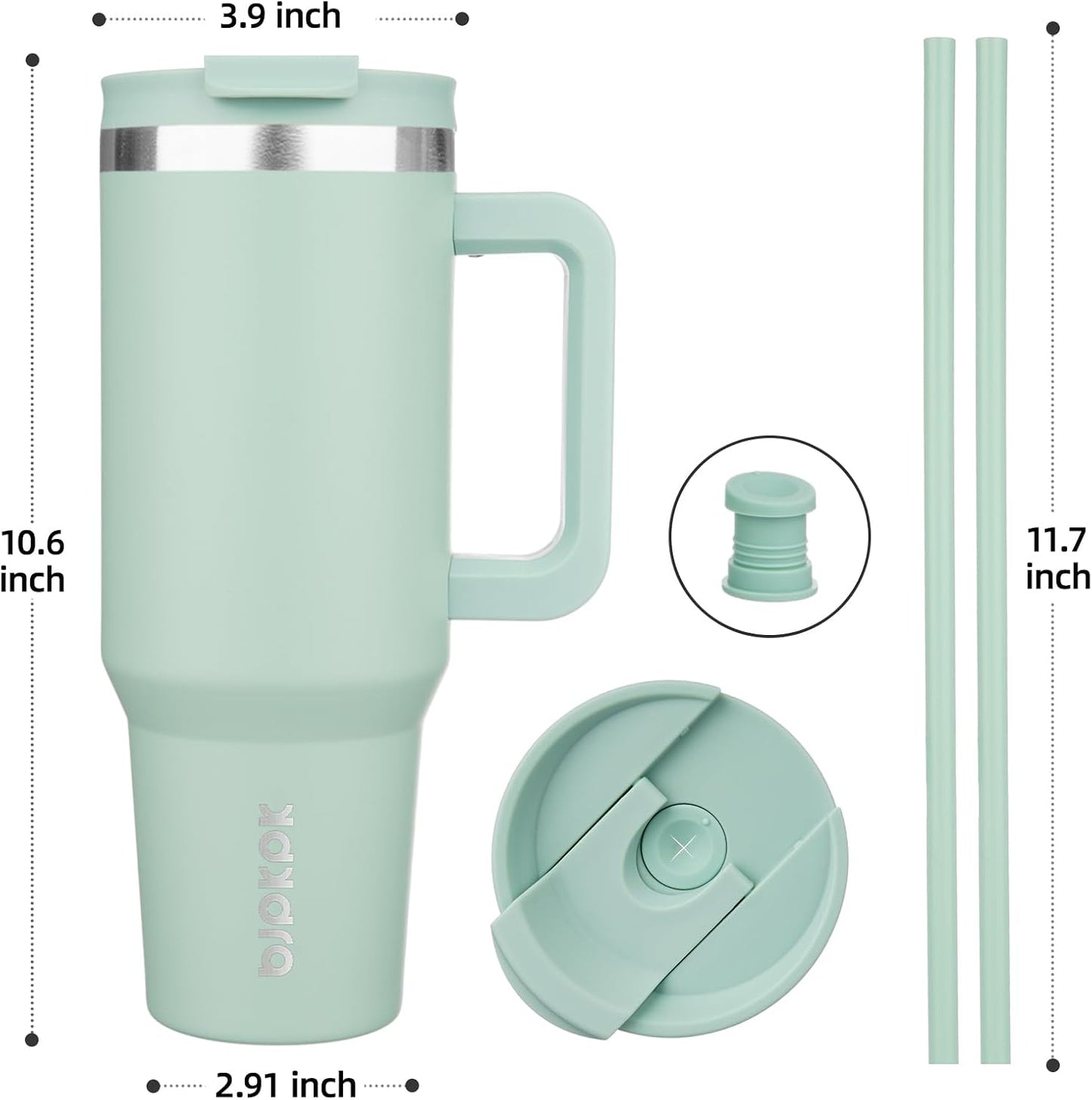 30 oz Insulated Tumbler with Handle & Straw, Stainless Steel | Double Wall Vacuum Insulation, Leak Proof, BPA Free, Dishwasher Safe, Cupholder Friendly, Travel & Outdoor, Bubble Gum