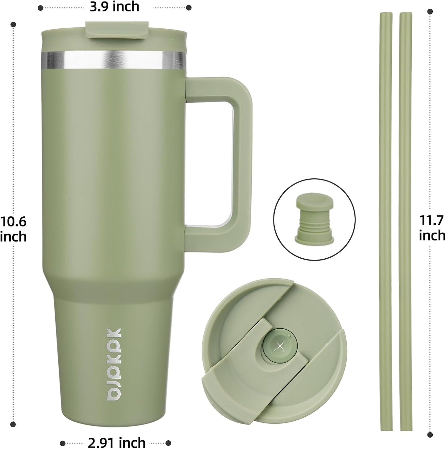30 oz Insulated Tumbler with Handle & Straw, Stainless Steel | Double Wall Vacuum Insulation, Leak Proof, BPA Free, Dishwasher Safe, Cupholder Friendly, Travel & Outdoor, Bubble Gum