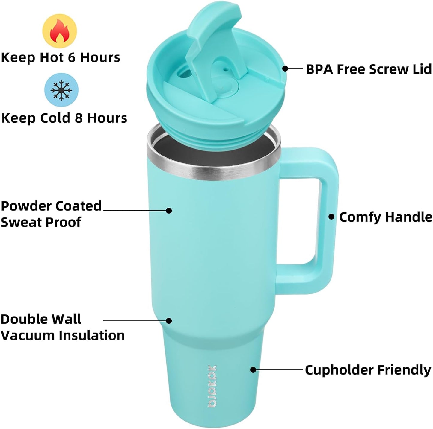 30 oz Insulated Tumbler with Handle & Straw, Stainless Steel | Double Wall Vacuum Insulation, Leak Proof, BPA Free, Dishwasher Safe, Cupholder Friendly, Travel & Outdoor, Bubble Gum