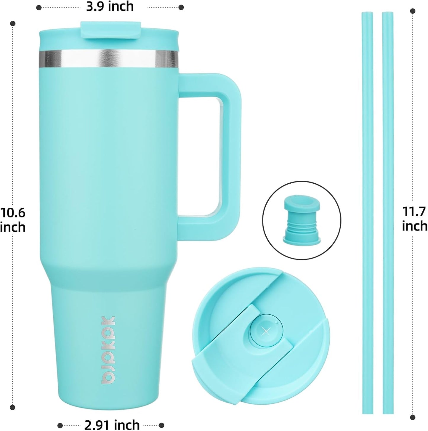 30 oz Insulated Tumbler with Handle & Straw, Stainless Steel | Double Wall Vacuum Insulation, Leak Proof, BPA Free, Dishwasher Safe, Cupholder Friendly, Travel & Outdoor, Bubble Gum