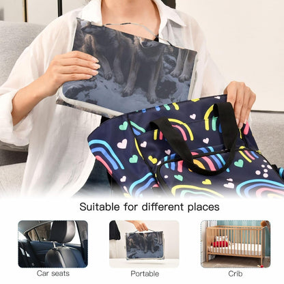 Wolf Portable Diaper Changing Pad, Waterproof Baby Changing Mat with Storage Pocket & Built-in Pillow, Foldable Travel Pad, Newborn Gift Set for Boy Girl
