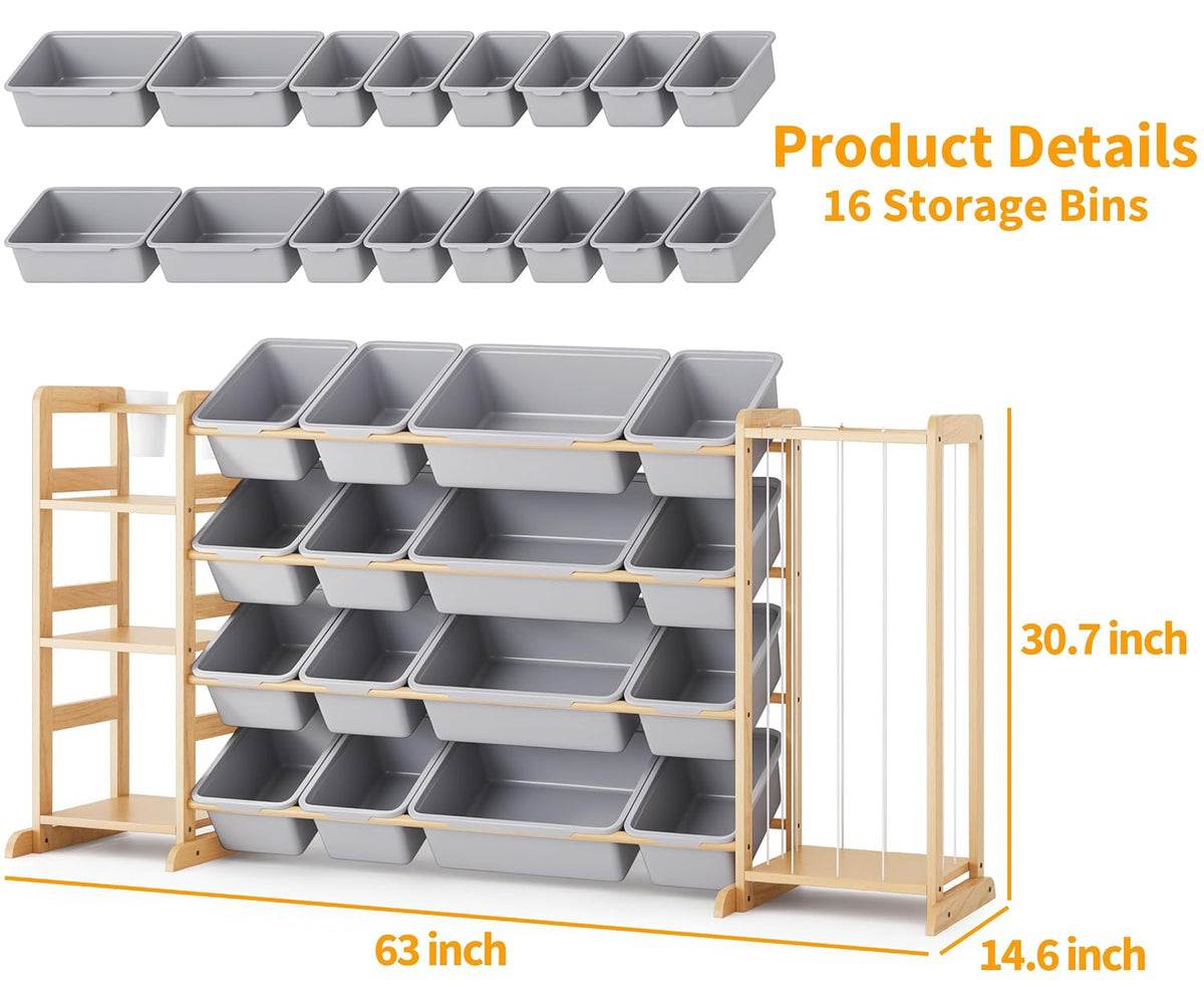 Toy Storage Organizer with Bookshelf and Stuffed Animal Storage - Kids Playroom Organization with Shelves and 12 Toy Bins - Toddler Living Room Toy Box for Lego - Nursery Bedroom Decor Essential