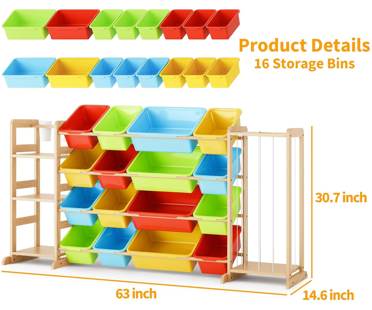Toy Storage Organizer with Bookshelf and Stuffed Animal Storage - Kids Playroom Organization with Shelves and 12 Toy Bins - Toddler Living Room Toy Box for Lego - Nursery Bedroom Decor Essential