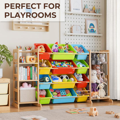 Toy Storage Organizer with Bookshelf and Stuffed Animal Storage - Kids Playroom Organization with Shelves and 12 Toy Bins - Toddler Living Room Toy Box for Lego - Nursery Bedroom Decor Essential