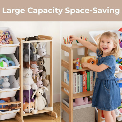 Toy Storage Organizer with Bookshelf and Stuffed Animal Storage - Kids Playroom Organization with Shelves and 12 Toy Bins - Toddler Living Room Toy Box for Lego - Nursery Bedroom Decor Essential