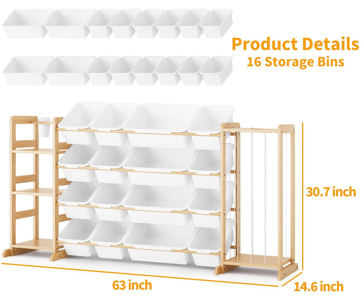 Toy Storage Organizer with Bookshelf and Stuffed Animal Storage - Kids Playroom Organization with Shelves and 12 Toy Bins - Toddler Living Room Toy Box for Lego - Nursery Bedroom Decor Essential