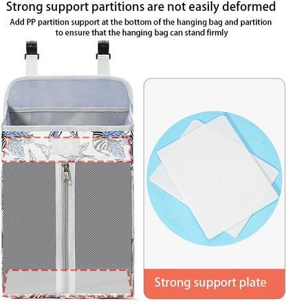 Changing Table Diaper Organizer, Nursery Caddy Organizer for Cribs Playard Baby Essentials Storage, Oxford Fabric Baby Bedside Hanging Storage Bag with Organized Compartments