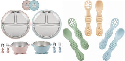 8PCS Baby Feeding Set & 6 Pack Silicone Baby Spoons