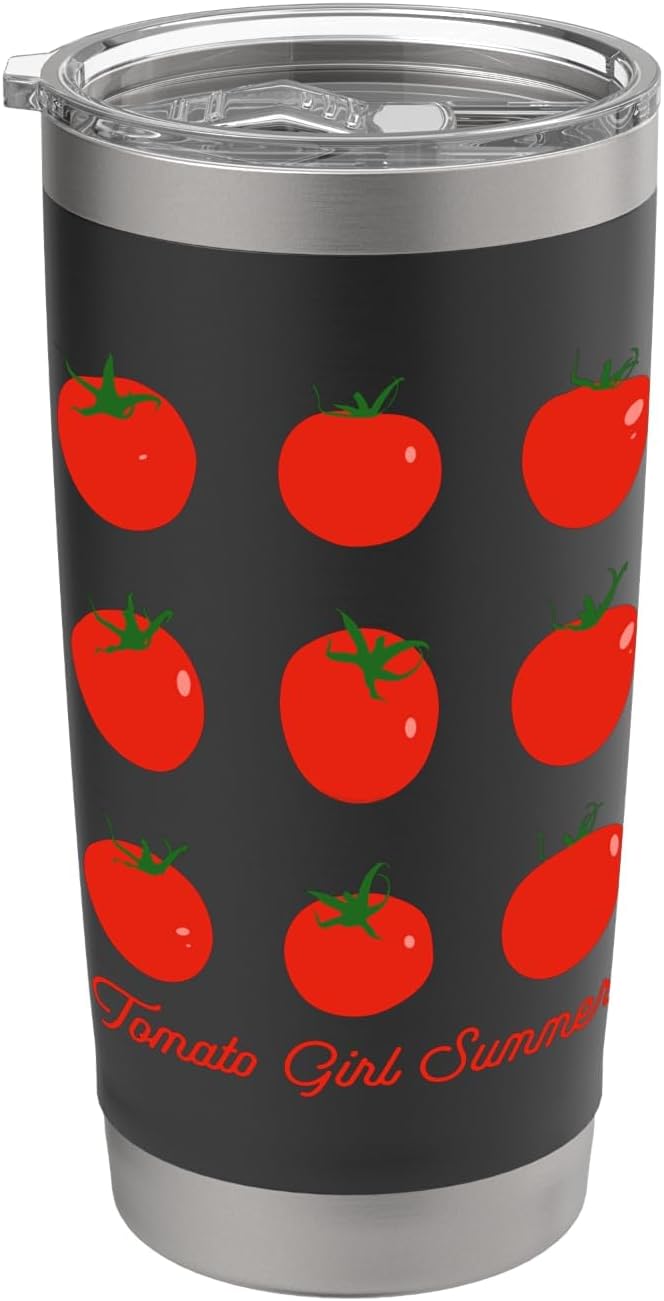 Tomato Girl Summer Cute Grid Retro Fruitcore Aesthetic Stainless Steel Insulated Tumbler