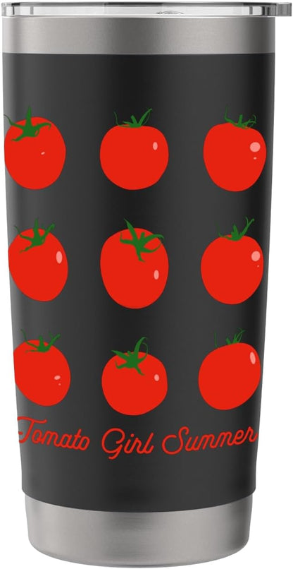 Tomato Girl Summer Cute Grid Retro Fruitcore Aesthetic Stainless Steel Insulated Tumbler