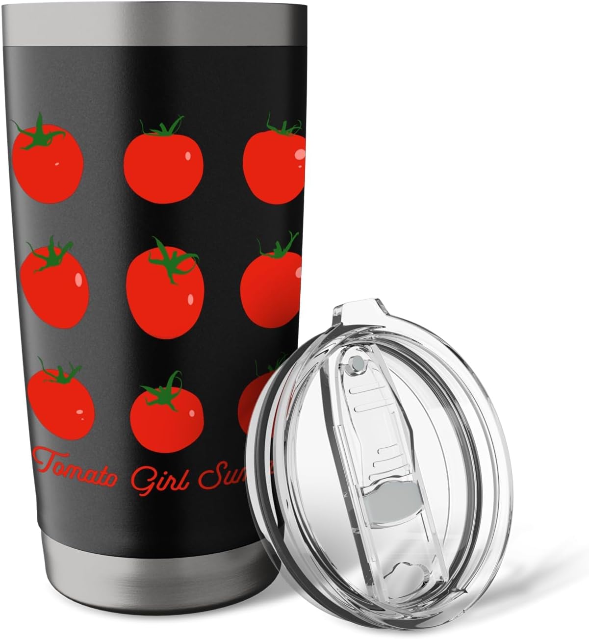 Tomato Girl Summer Cute Grid Retro Fruitcore Aesthetic Stainless Steel Insulated Tumbler