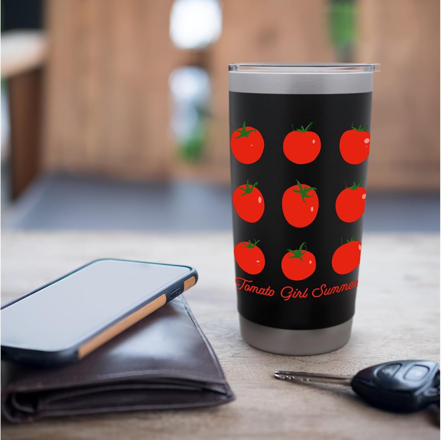 Tomato Girl Summer Cute Grid Retro Fruitcore Aesthetic Stainless Steel Insulated Tumbler