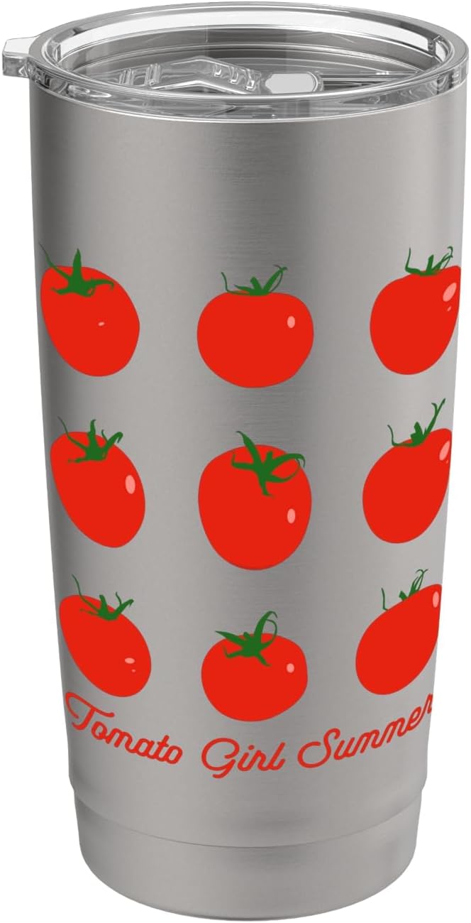 Tomato Girl Summer Cute Grid Retro Fruitcore Aesthetic Stainless Steel Insulated Tumbler