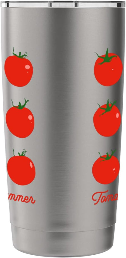 Tomato Girl Summer Cute Grid Retro Fruitcore Aesthetic Stainless Steel Insulated Tumbler