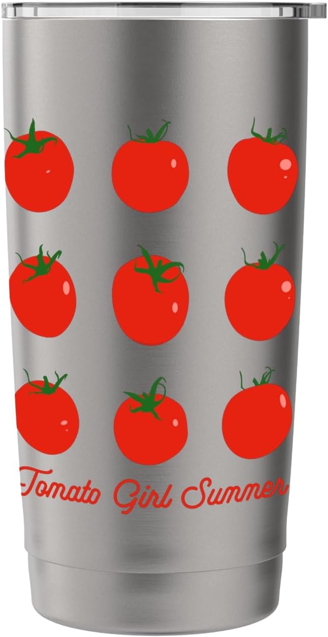Tomato Girl Summer Cute Grid Retro Fruitcore Aesthetic Stainless Steel Insulated Tumbler